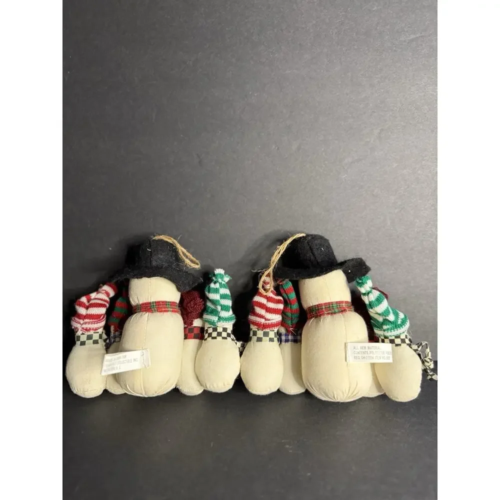 Country Snowman Christmas Ornament Set (2) Hanging Holiday Decor Farmhouse
